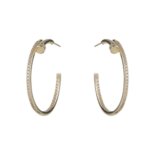 DIGU轻奢高级感满钻钉子耳环女精致独特c型耳圈气质简约百搭耳饰