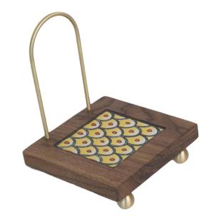 实木桌面书架黑胡桃书本收纳置物架黄铜书立北欧木质书挡装饰摆件