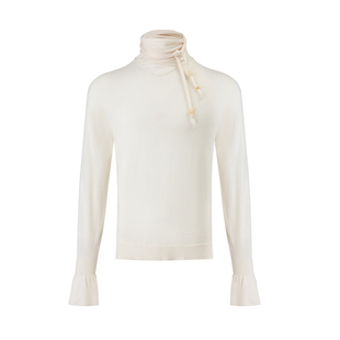 BALIANG「捌樑」 饶'forgive' 一体式领巾串珠花苞长袖羊毛打底衫