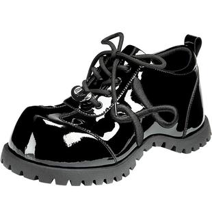 Hongkee/红科女鞋新款2025秋厚底内增高时尚圆头系带单鞋H805D316