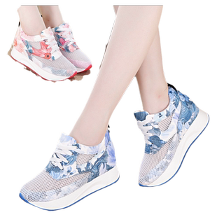 内增高小白鞋女秋透气网面秋天内增高网鞋女透气显瘦网眼休闲女