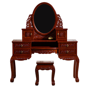 东阳红木家具老挝红酸枝木梳妆台中式古典巴里黄檀实木花枝化妆桌