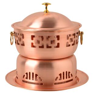 单人铜火锅紫铜一人食小火锅自助环保油分餐锅酒精炉家用铜锅商用