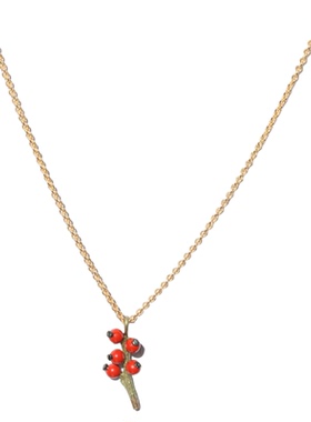 冬青果红玉石女吊坠项链新款