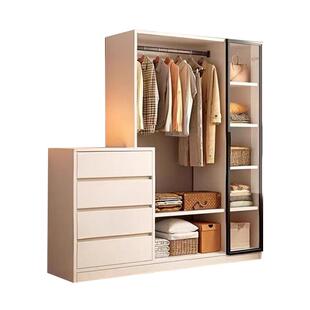 2025新款实木斗柜挂衣架一体卧室靠墙床头柜床尾收纳柜抽屉衣帽架