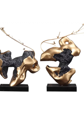 新中式抽象树脂假山摆件