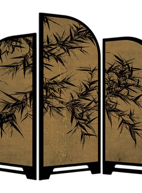 《墨竹》新中式屏风桌面摆件中古风创意玄关摆画茶桌摆台装饰画