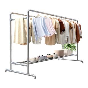 双杆镀锌管户外防风晾衣架落地式家用房间室内挂衣架加厚晒被架子