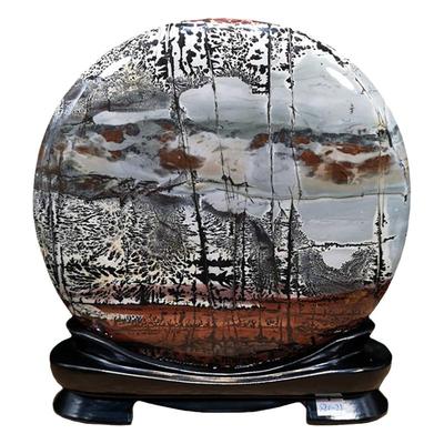 天然草花石国画石奇石原石摆件