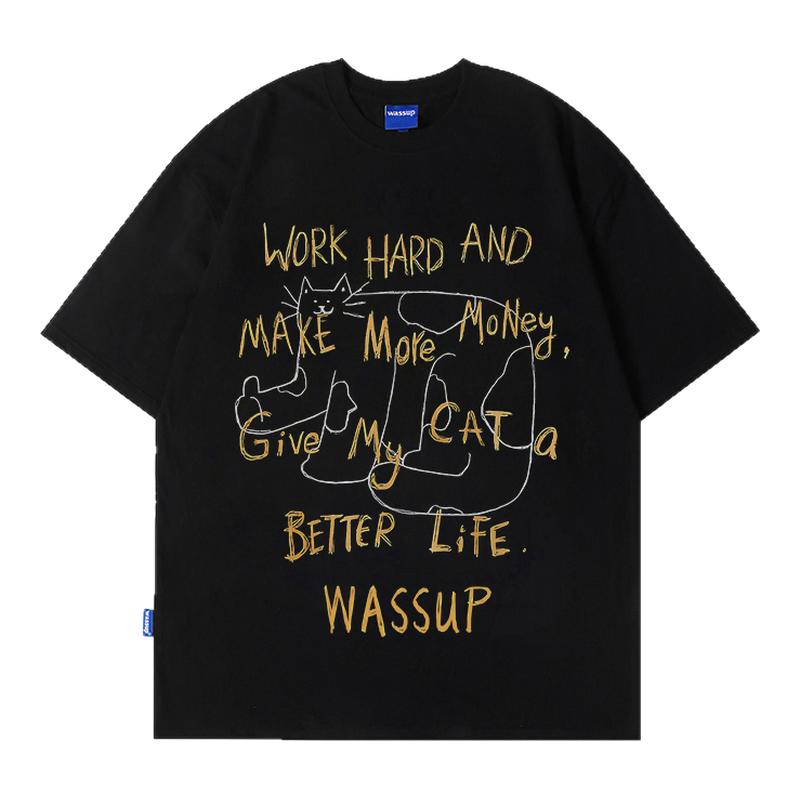 WASSUP潮牌情侣纯棉短袖T恤夏季