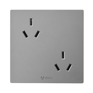 公牛6眼六孔插座86型面板错位斜三孔10A双三三插3扦暗装G12星空灰