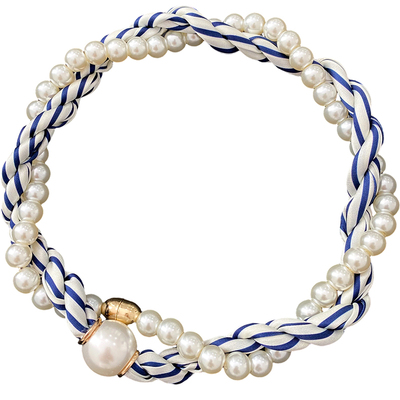 珍珠麻花磁吸扣项链小丝巾