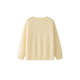 TEASEL「冬日煮雪」100%山羊绒V领水洗拉绒慵懒纯色柔感廓形毛衣