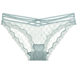 3件129|商场同款MYBODY内裤女士性感交叉绑带蕾丝薄款低腰三角裤