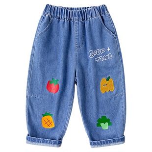 嘟嘟家男童裤子儿童春季软牛仔裤宝宝秋衣服婴儿童装女童新款长裤