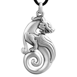 实心如意貔貅吊坠男士复古个性招财项链吞金兽转运皮丘毛衣链挂件