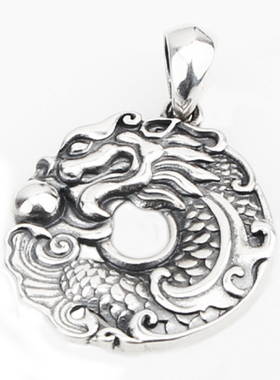 925纯银龙戏珠吊坠汽车挂机