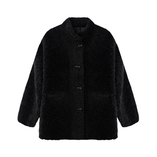 小禾【北极光】100绵羊毛牛角扣一手长保暖小立领通勤中长款外套