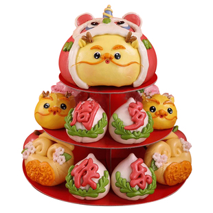 花馍馍周岁礼物馒头醒狮宝宝满月抓周生日布置道具全套花饽饽礼盒