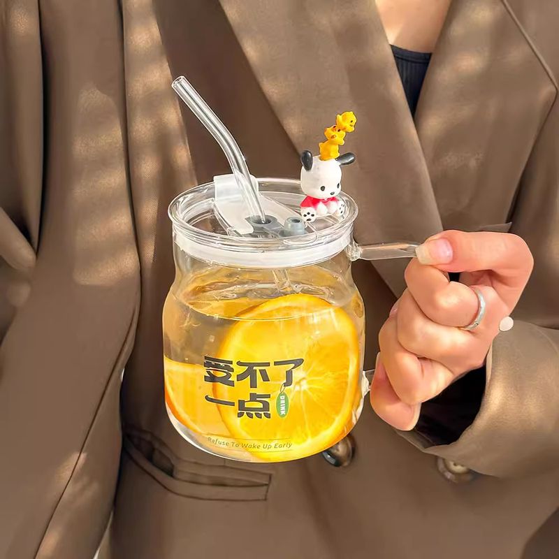 高硼硅玻璃杯带盖吸管杯家用水杯耐高温节日带礼物杯牛奶咖啡