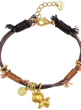 皇家莎莎手工编织缠绕手链小众设计感精美小马驹吊坠手绳手饰饰品