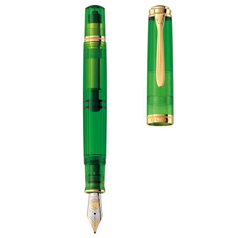 Pelikan百利金帝王Souverän M800 Green Demonstrator绿色透明示范钢笔18K金双色笔尖墨水笔商务送礼