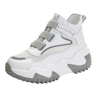 内增高女鞋2026年夏季厚底网面透气高帮小白鞋夏天松糕底网靴短靴