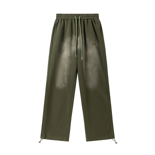 RESUMM绿色卫裤女美式高街运动裤潮牌复古爵士舞宽松直筒休闲裤子