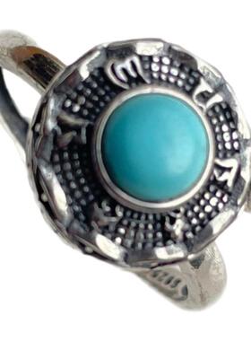 女款纯银时尚个性绿松石戒指尾戒