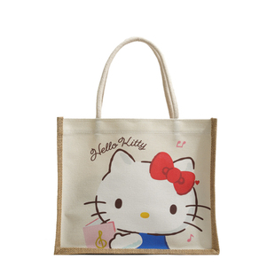 三丽鸥正品亚麻布手提袋上班族饭盒袋小学生便当包便携环保大容量