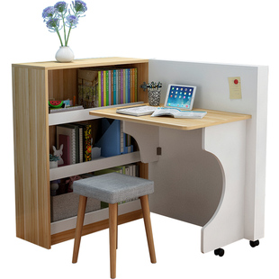 创意儿童书桌旋转折叠桌书架书柜组合一体写字简约北欧小户型学生
