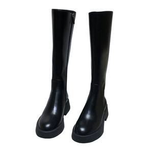 2024冬季新款平底羊皮毛一体骑士长筒靴真皮保暖加厚雪地高筒靴女