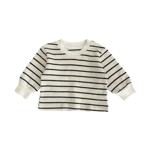 男童春秋季套装婴儿早春洋气牛仔背带裤女宝宝条纹上衣韩系两件套