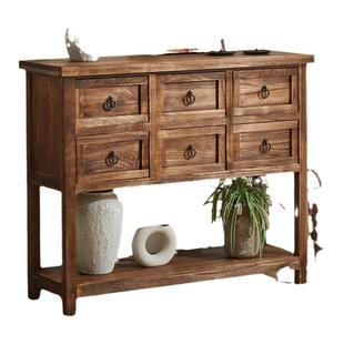 美式乡村实木斗柜复古玄关柜客厅收纳柜子置物架家用靠墙矮柜整装