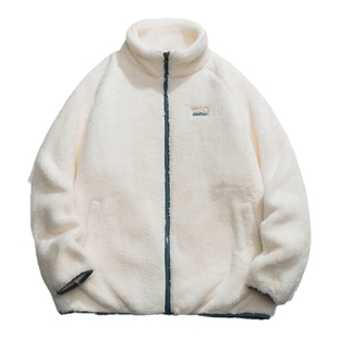 回力珊瑚绒棉服男女款秋冬季加绒加厚保暖棉衣夹克外套羊羔毛棉袄