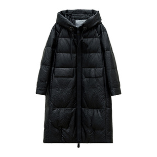 INSUN恩裳专选冬季简约连帽肌理感绵羊皮羽绒服