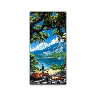 治愈系风景玄关装饰画宫崎骏风雪山走廊过道客厅挂画清新北欧田园