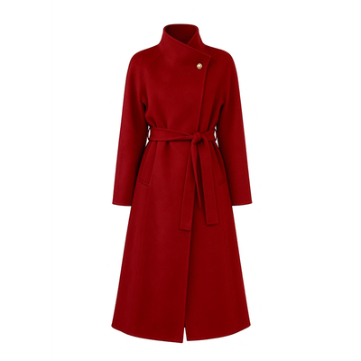 绛珠｜早春外套双面羊毛大衣红色立领拜年订婚服高级感气质呢子长
