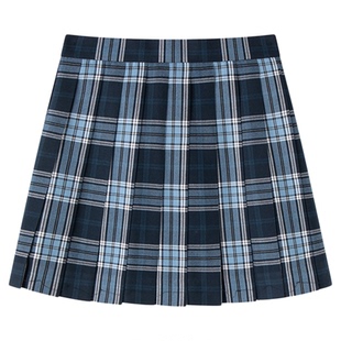 东京岁时记jk制服百褶裙原创正版修身显瘦格裙蓝雾冰茶格子半身裙