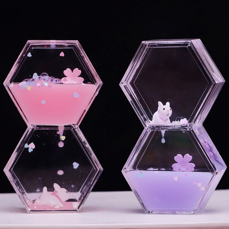 樱花兔滑梯动感旋转涡轮滴女孩计时器油色儿童沙漏批发果生日礼物