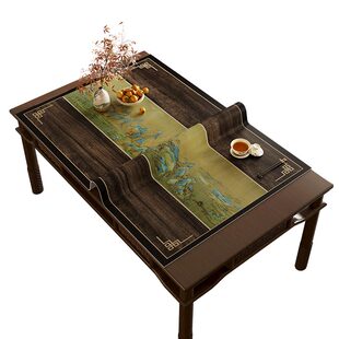 中式仿木纹餐桌垫原木色防水防油防烫中式实木茶几桌布摄影背景垫