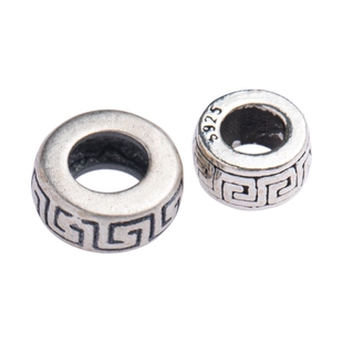 S925纯银回纹车轮珠隔珠配件diy手工串珠编绳手链垫片散珠配饰品