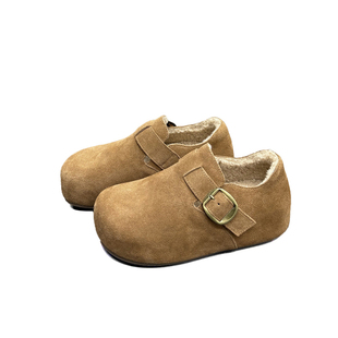 真皮羊毛加绒勃肯鞋女2025冬季新款圆头内增高厚底加厚保暖棉鞋潮