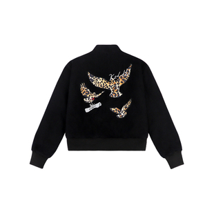 KZDALL原创设计豹纹鸽飞行夹克加绒加厚冬季立领短款美式街头男女