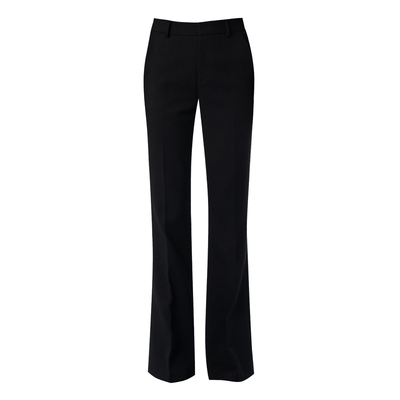 ADDTOBAG【通勤王】利落时髦直筒微喇休闲西裤女黑色混纺羊毛长裤