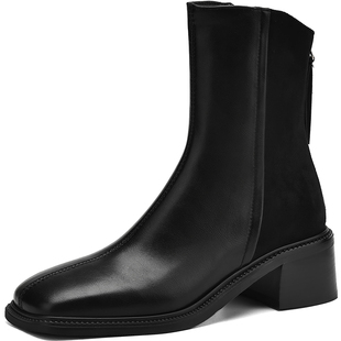 高跟短靴女秋冬靴子2024新款爆款大码女鞋41到43棕色40小码313233