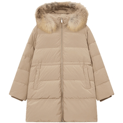 滨波女士中长款休闲绗缝羽绒外套