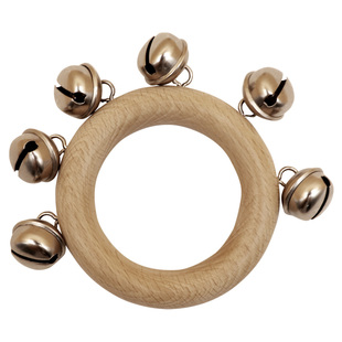 榉木圆圈摇铃手摇铃榉木圈铃串铃音乐早教幼儿园手铃早教安抚教具