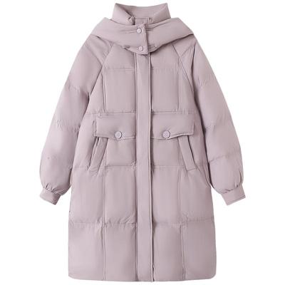 慕兔小个子连帽中长款羽绒服