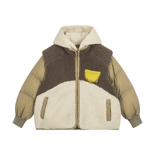 马拉丁儿童羽绒服25冬新款男童撞色休闲短款羽绒服